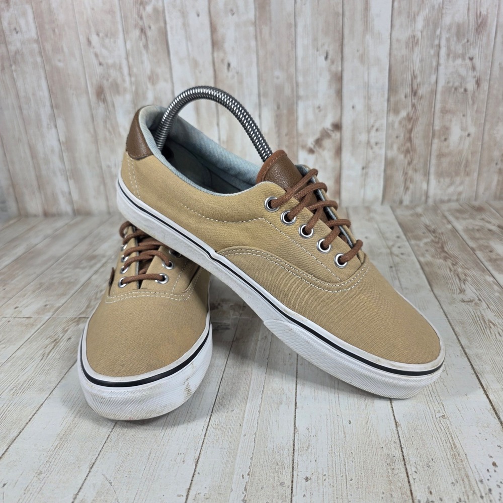 Vans Era Tan Canvas‎ Brown Leather Trim Lace Up Sneakers Women 10 - Picture 6 of 8